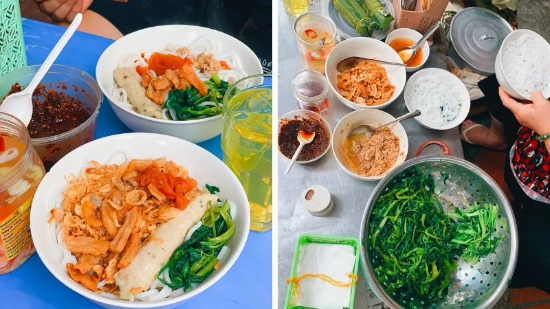 Thưởng thức canh bún cua cổ truyền tại phố Hoè Nhai