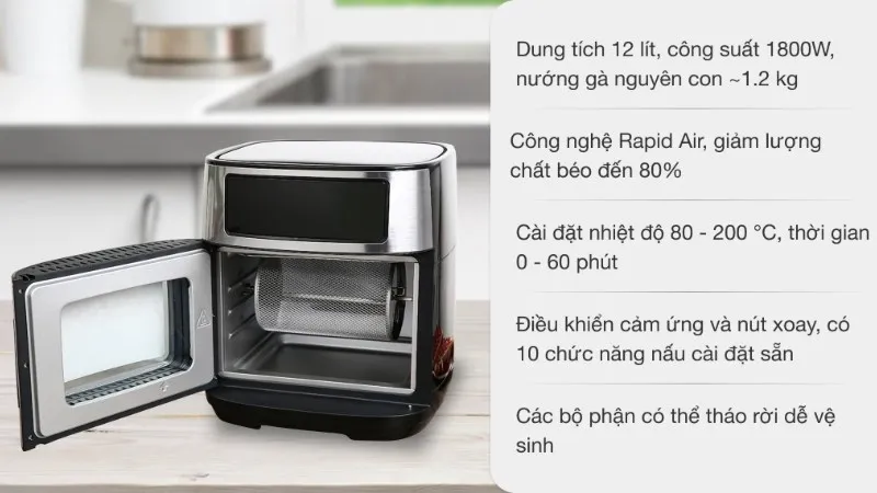 Tổng hợp 8 nồi chiên không dầu có kính trên thị trường hiện nay